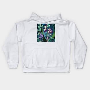Beautiful flower image with purple and blue stained glass look. Kids Hoodie